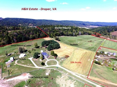 104 Acre Farm with restored historic home in Draper, VA - image 1