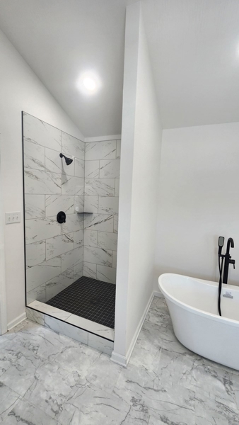 Large tile shower-Soaking tub