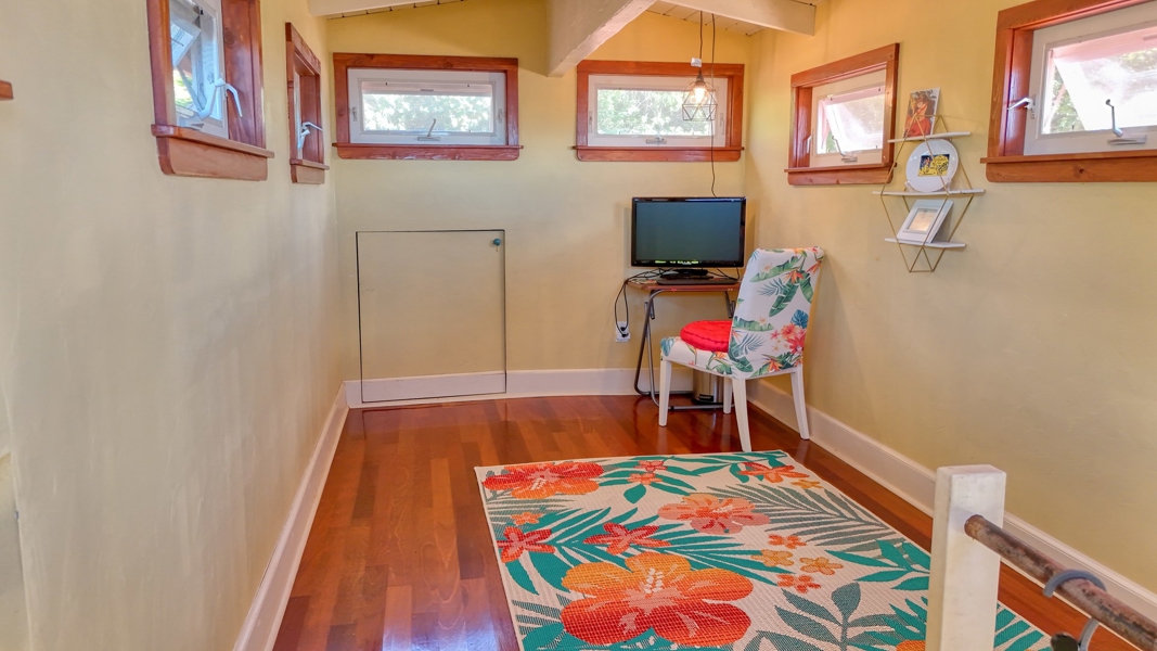 Upstairs loft with charming small windows