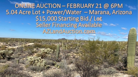 Online Auction -  5.04 Acre Ready To Build Lot, Marana, Az - image 1