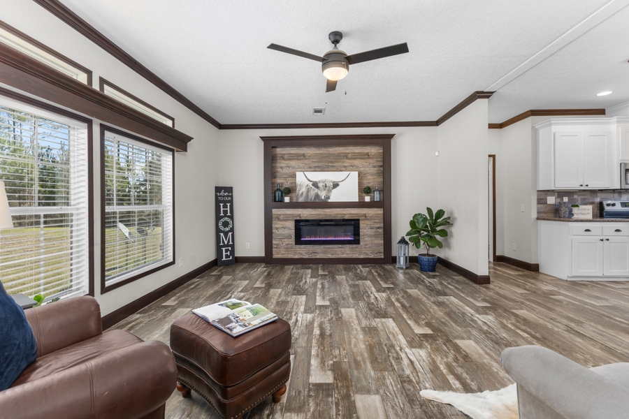 Living Room with Linear Fireplace