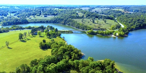 Waterfront acreage with panoramic Table Rock Lake views; Home, Shop/Garage, Barn
